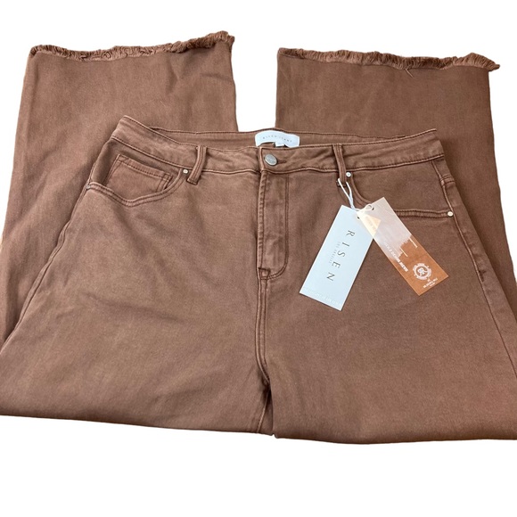 RISEN Wide Leg Jeans Espresso Brown High Rise NWT - Size 1XL (16-18) - Picture 3 of 14